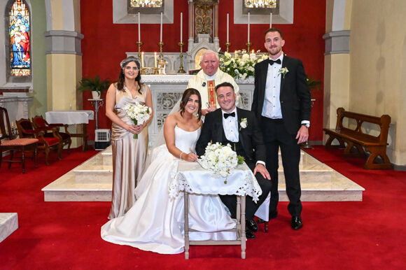 The marriage of Brid Hannan, Adare, Co Limerick, and Jimmy Dillane, Rathkeale, Co Limerick at Sacred Heart Church, Darrara. The couple currently lives in Dublin.