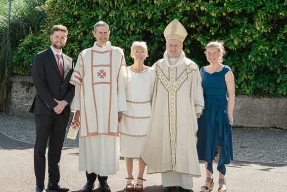 Pictured are Tomás Ryan, Deacon Paul Ryan and his wife Bríd, Bishop Fintan Gavin and Anne Ryan. (Photo BGM Media)