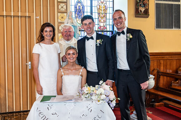 The marriage of Ciara Barrett, Rineens, C lonakilty and Daniel Darragh, Co Armagh, at St. Michael's Church, Rathbarry.