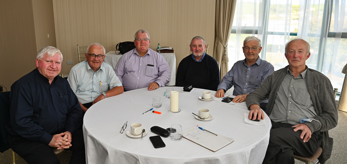 The priests assigned to the family of parishes around Clonakilty at a meeting in Rosscarebery of priests assigned to West Cork families of parishes. (L to r) Fr. Tom Hayes, Co-PP, Fr Ted Collins, AP, Fr. David O'Connell, Co-PP, Fr. Fergus Tuohy, SMA CC, Fr. John McCarthy, Co-PP, Fr. John Kingston, Co-PP.